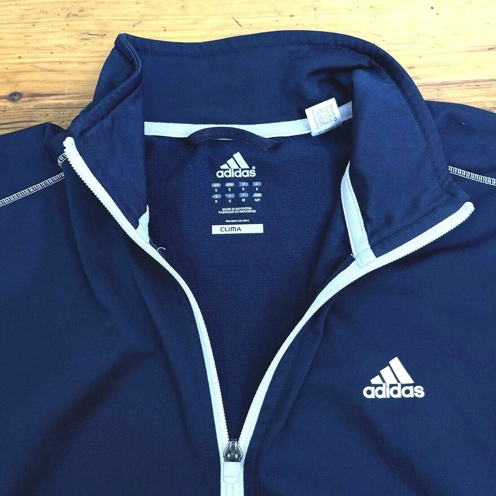 Adidas Clima 365 Zip-Front Track Jacket Blue Mens Small Stretch‎ Warm Running